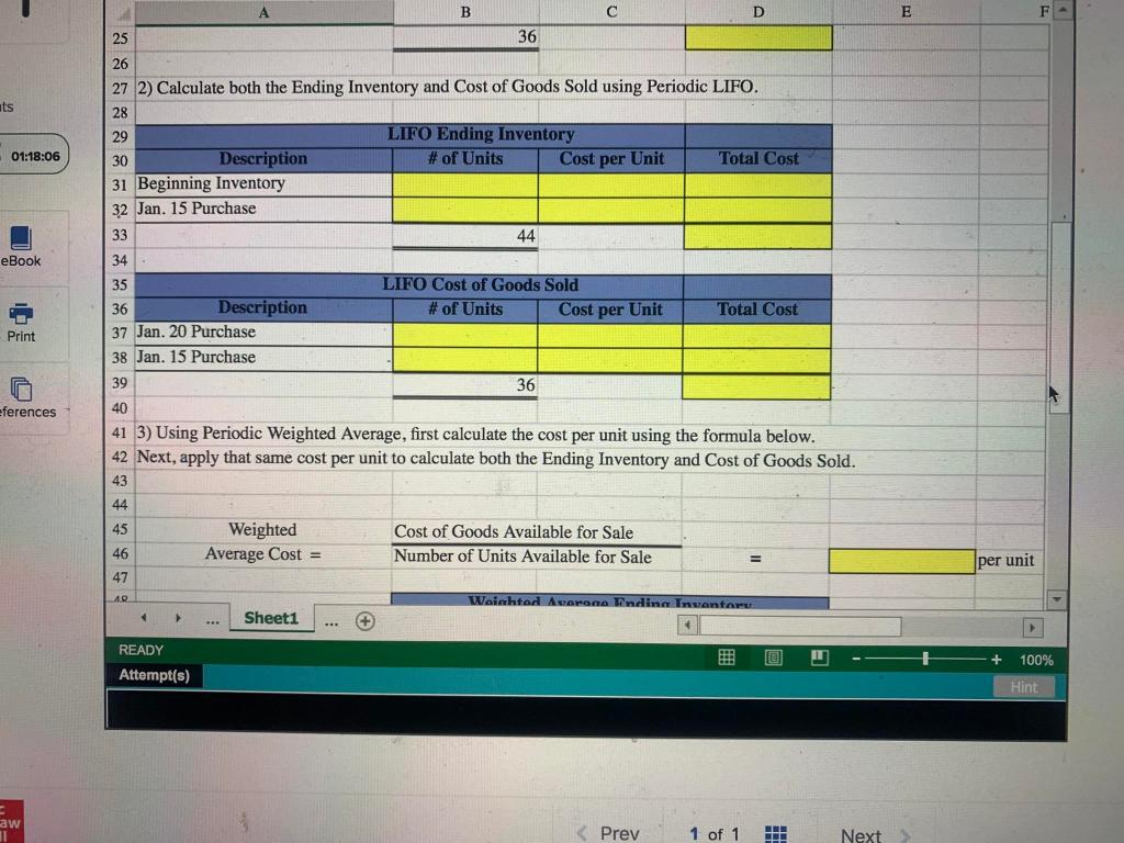 Ending Inventory and Cost of Goods Sold values using periodic FIFO, LIFO,