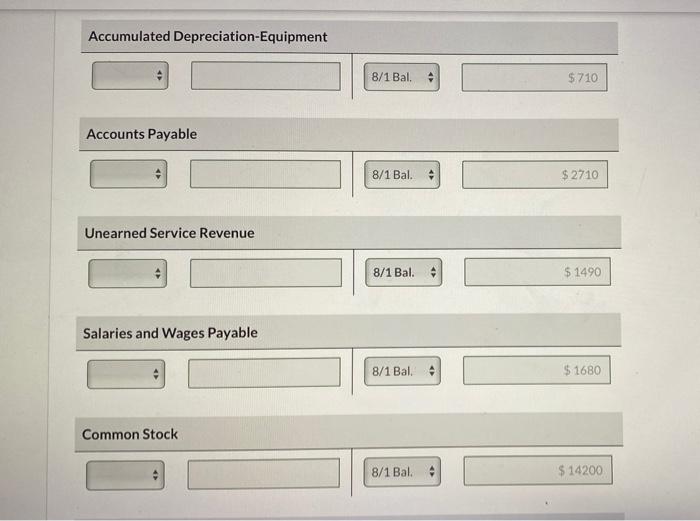 710 Accounts Receivable 3,430 Accounts Payable 2,710 Notes Receivable 4,800 Unearned Service