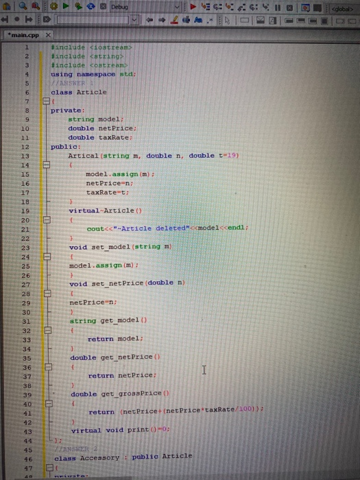 base class for an offered article with name Article. This class shall
