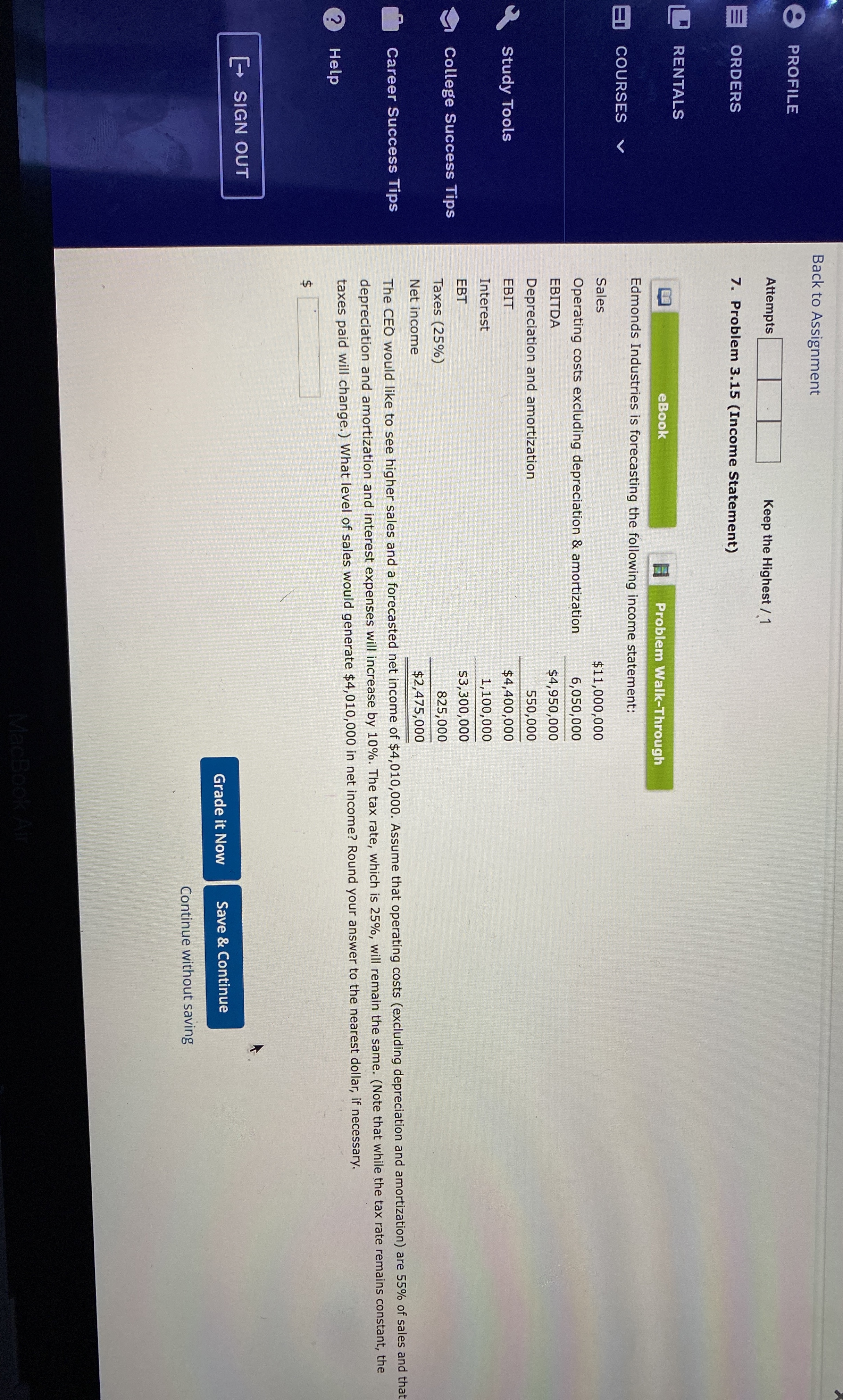  Back to Assignment PROFILE ORDERS Attempts Keep the Highest ?1 7.