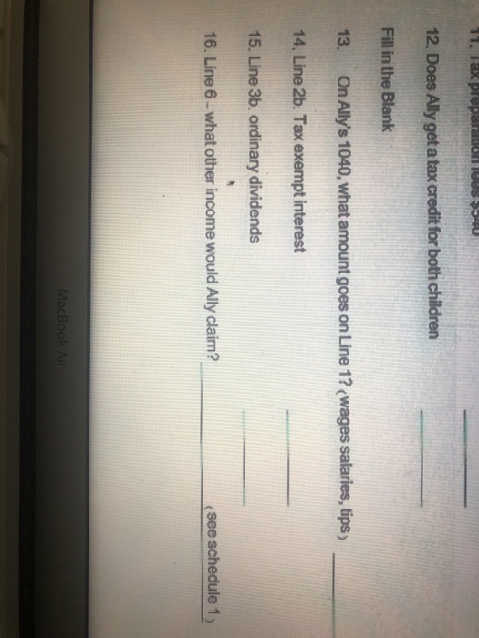 standard deduction. Ally's tax return is a bit more complicated so I