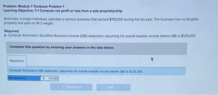  Problem: Module 7 Textbook Problem 1 Learning Objective: 7-1 Compute net