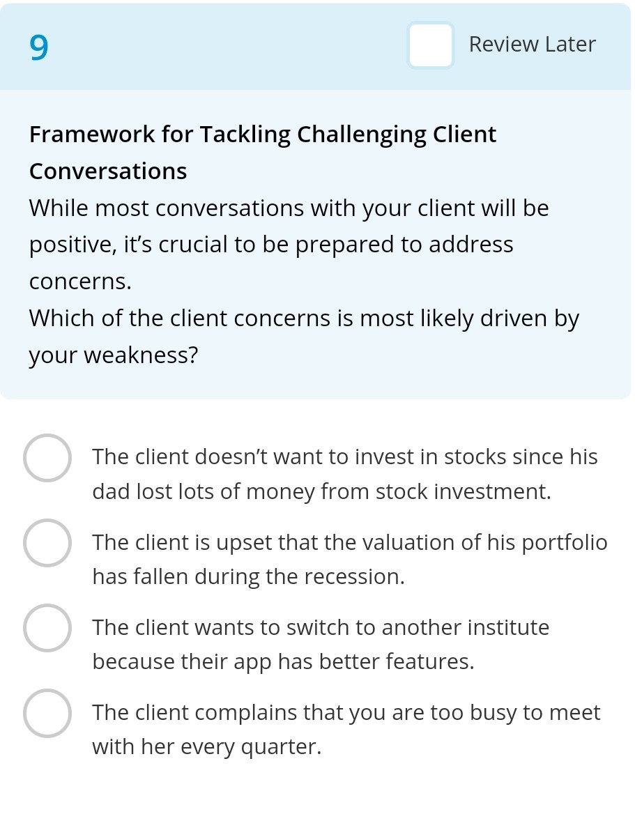  Review Later Framework for Tackling Challenging Client Conversations While most conversations