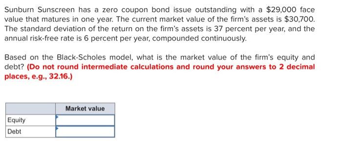 $15,000 face value that matures in one year. The current market value