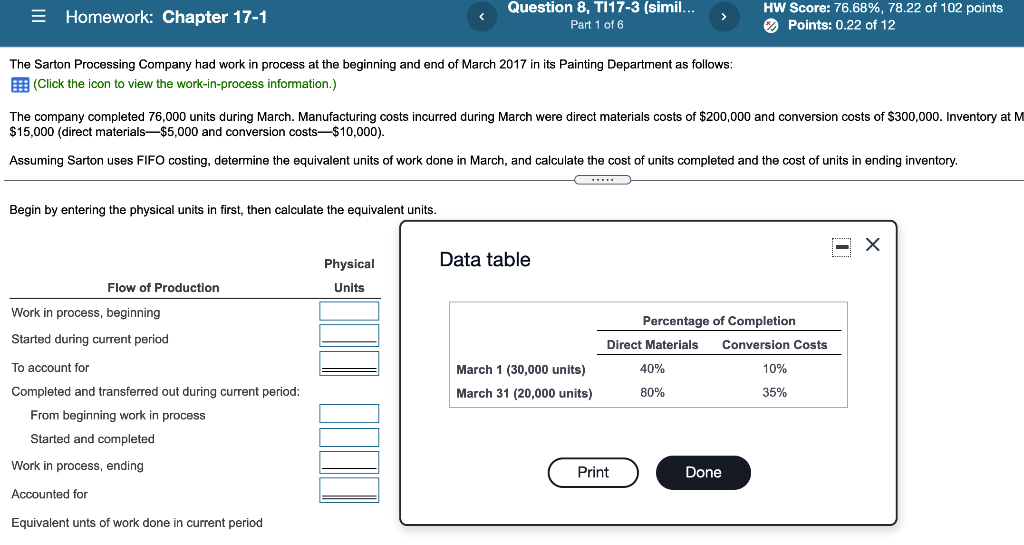 = Homework: Chapter 17-1 Question 8, T117-3 (simil... Part 1 of