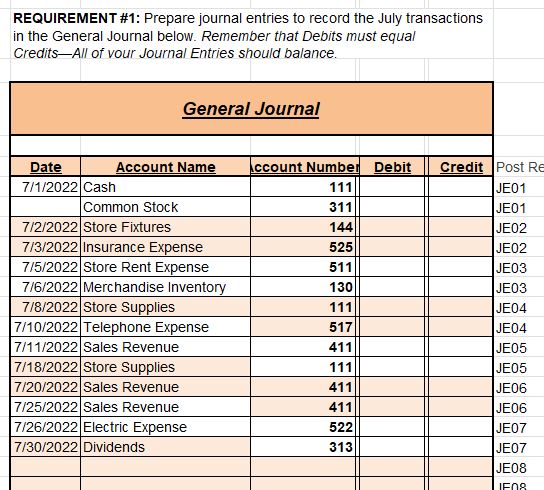 the Journal Entries in the General Journal & 1 - Journal Entries
