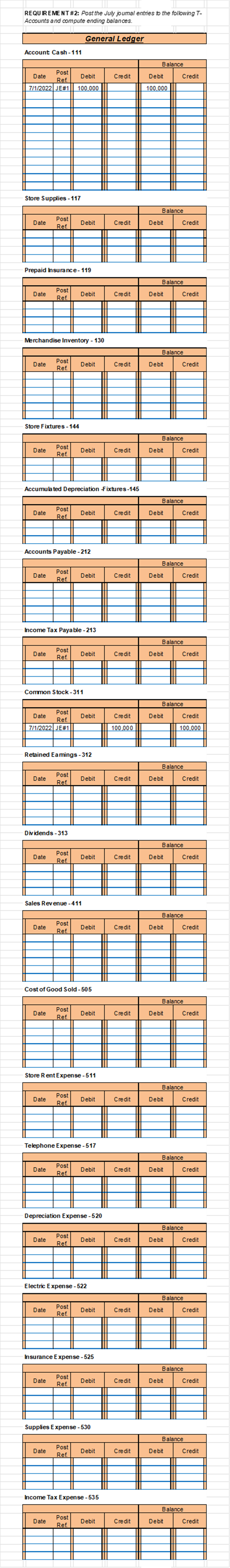 \\ \hline 2 & Post Journal Entries to the General Ledger &