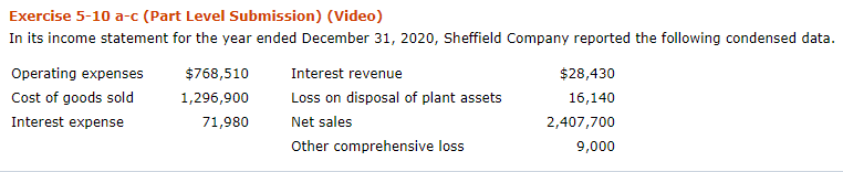 Prepare a comprehensive income statement. (Enter negative amounts using either a negative