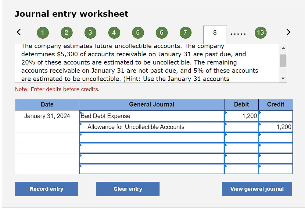 & 38,100 \\ \hline \multirow[t]{2}{*}{2} & January 06, 2024 & Accounts Receivable