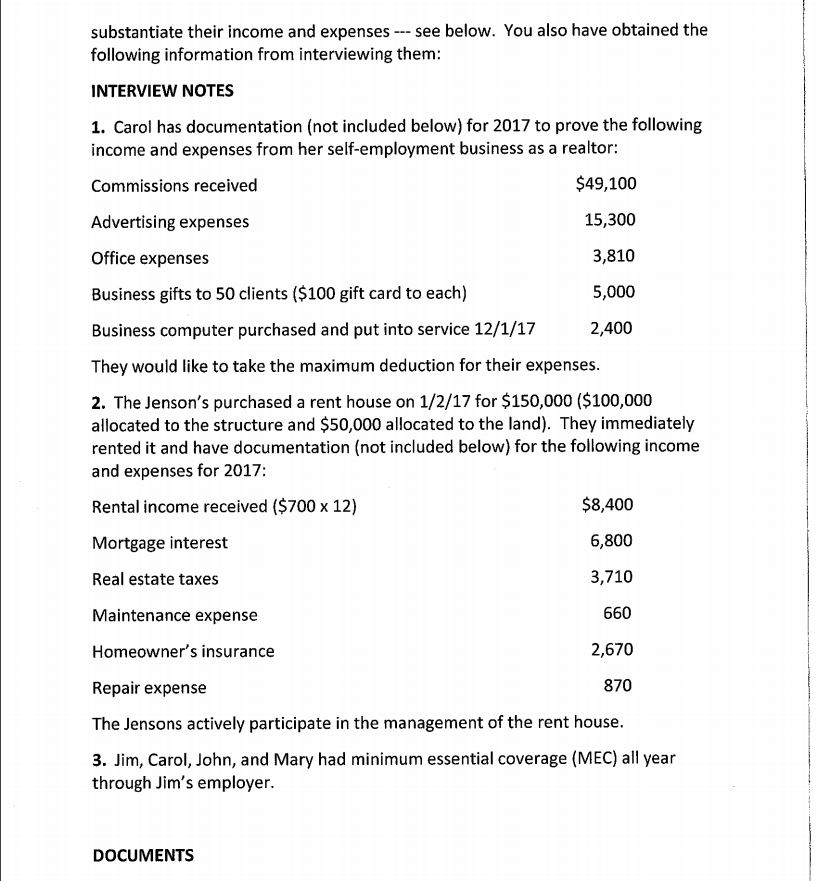 all the questions on Page 1 Document Review Simulation Jim and Carol