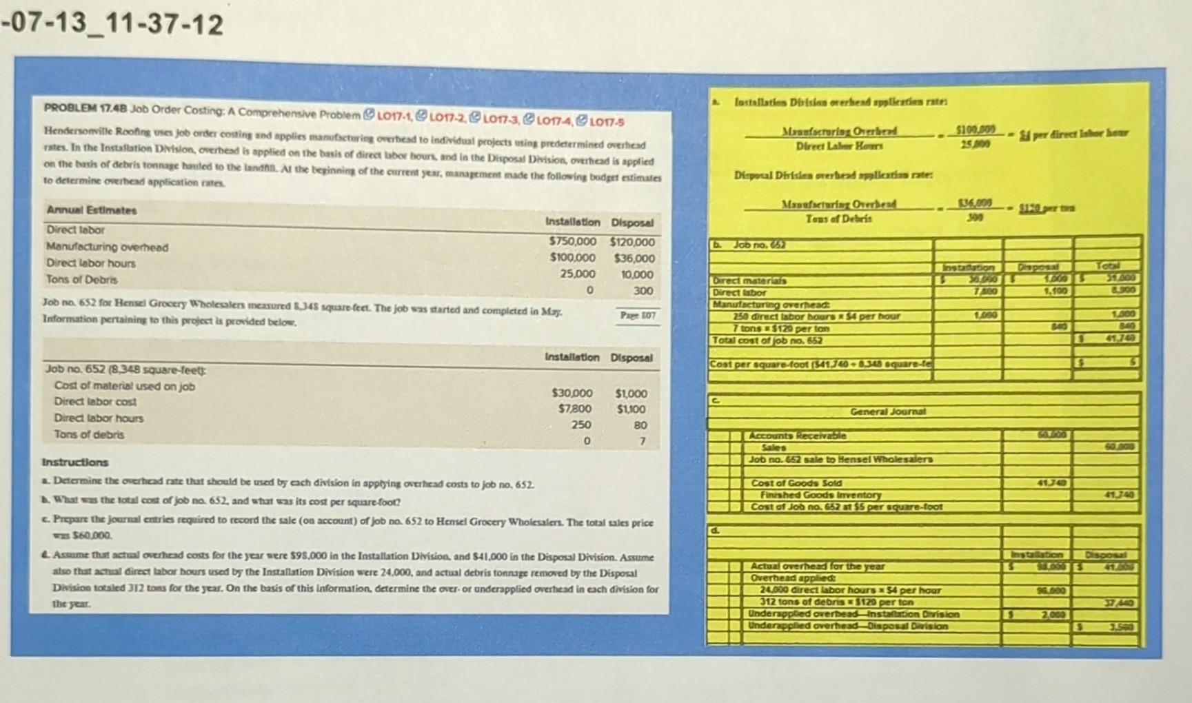 and in the Installation Department, it is applied on the basis of