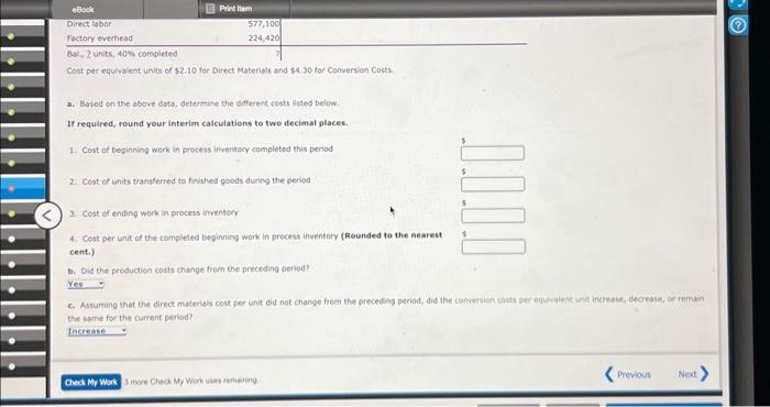unit for direct materials and conversion from the previous month (July), If