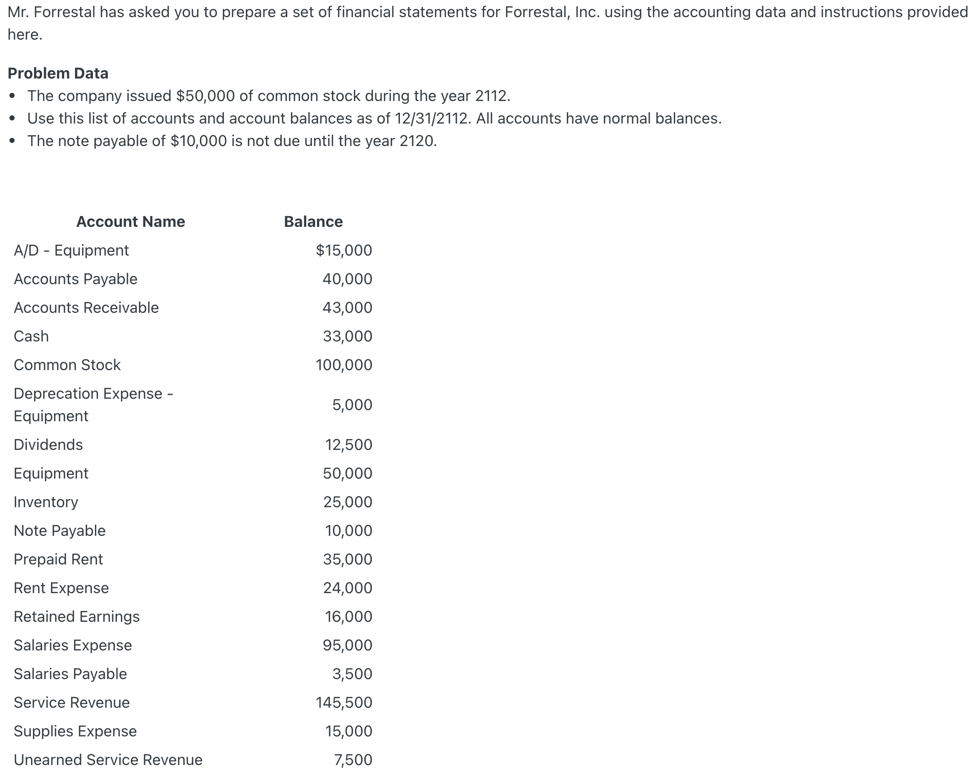 PART 1 PART 2 PART 3 Mr. Forrestal has asked you to