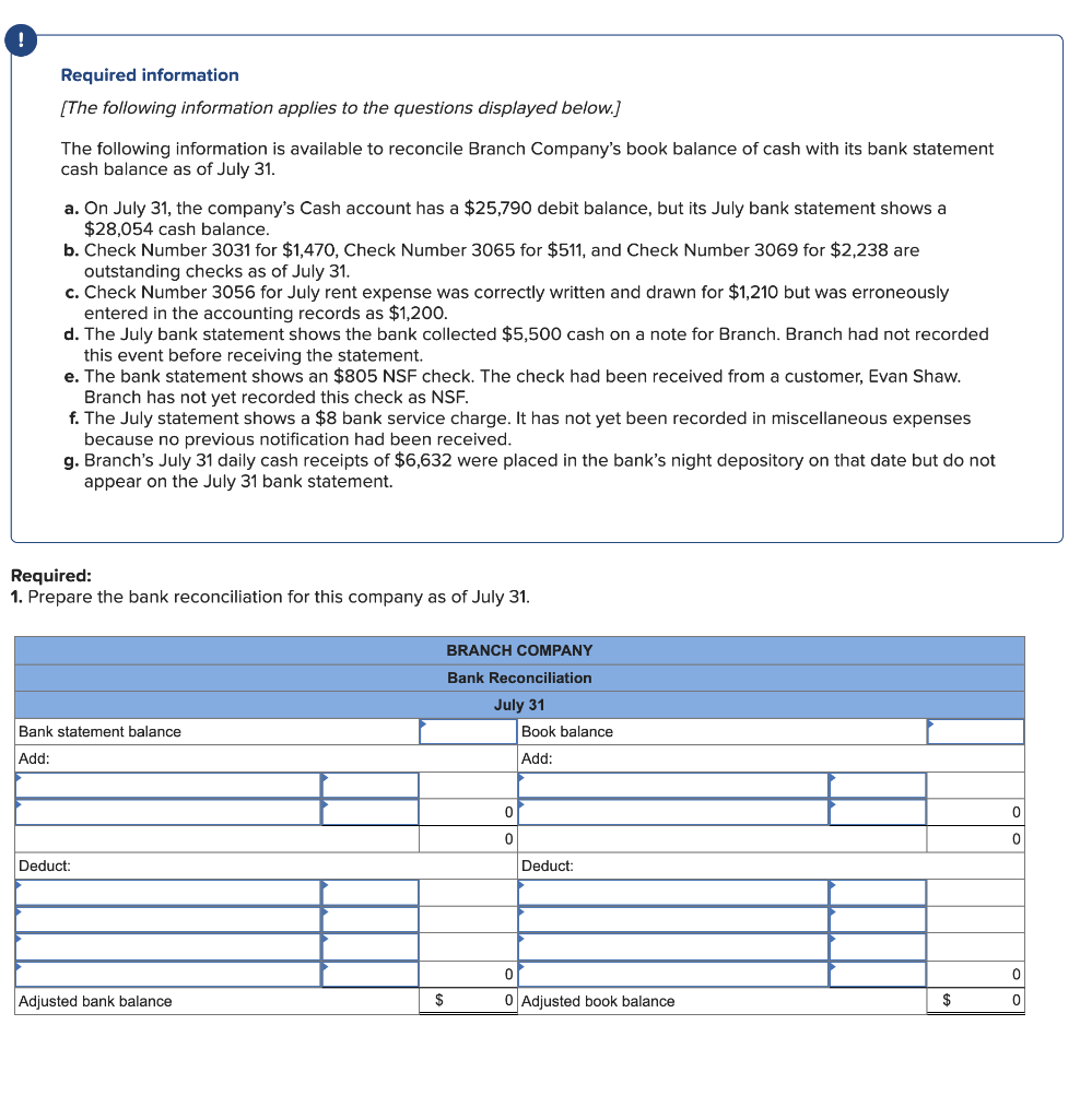  Required information [The following information applies to the questions displayed below.]