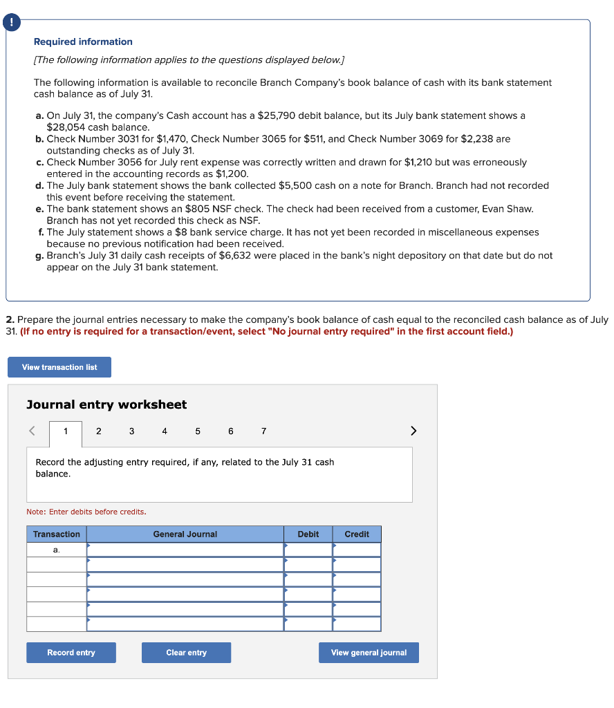 The following information is available to reconcile Branch Company's book balance of