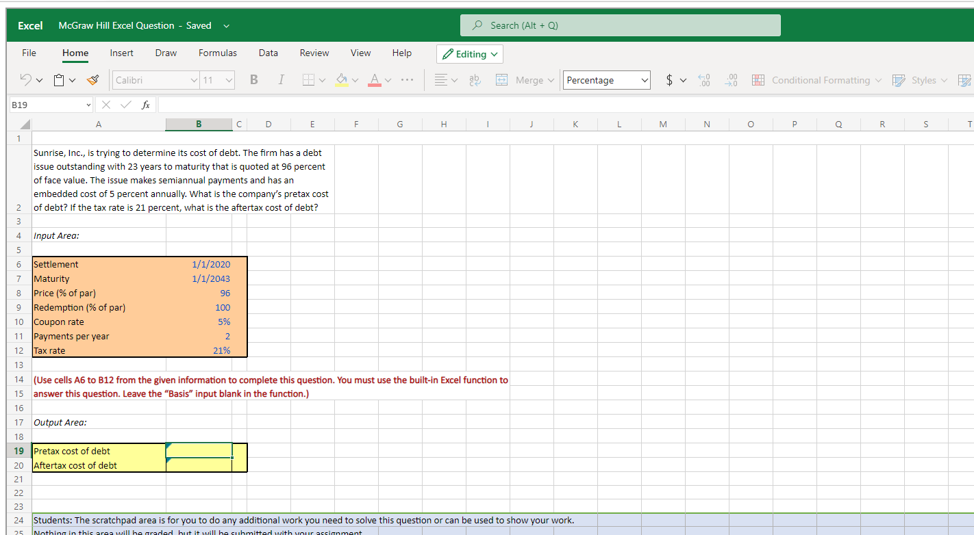 explain it in excel please (Use cells A6 to B12 from the