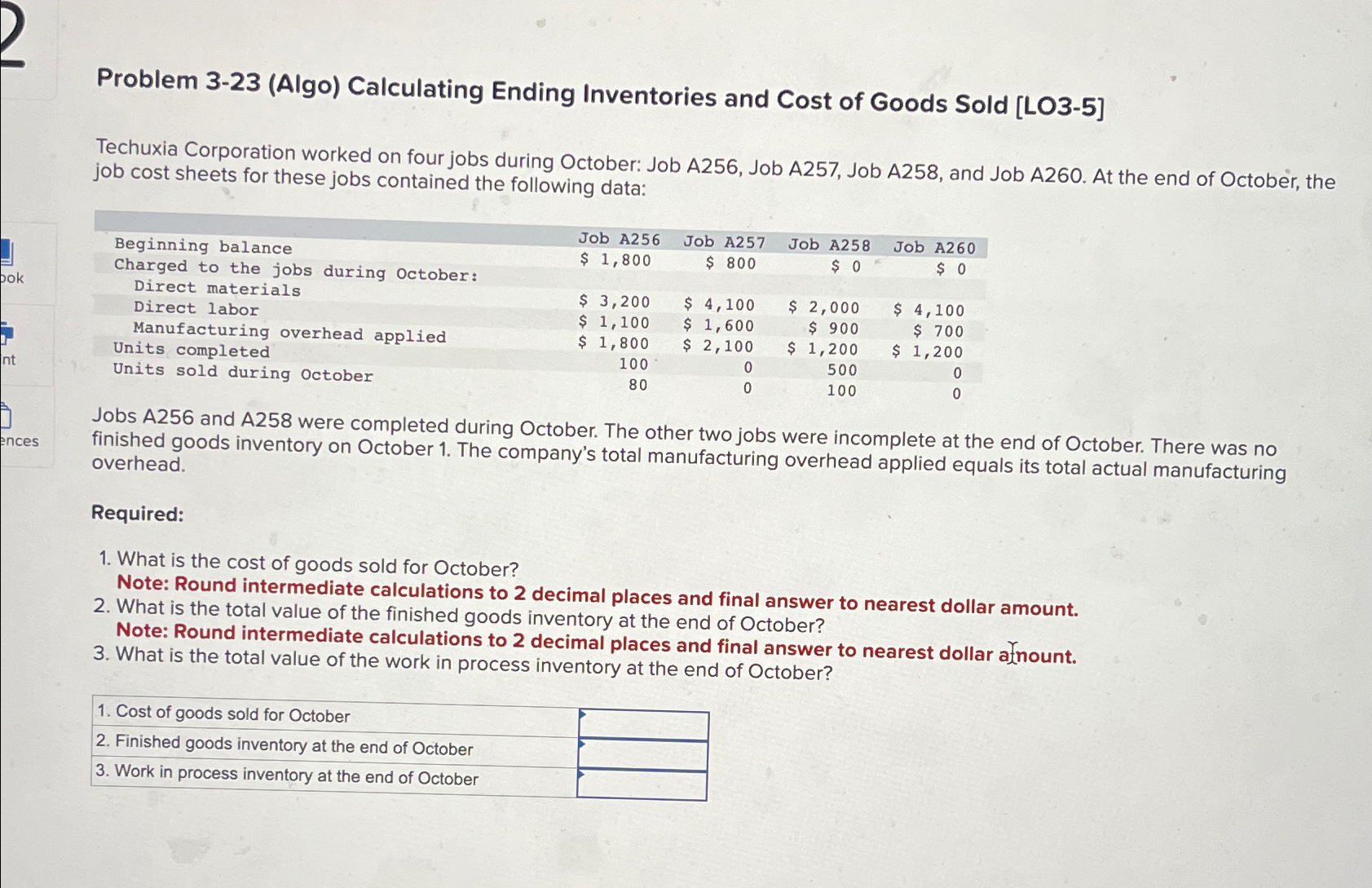  Problem 3-23(Algo) Calculating Ending Inventories and Cost of Goods Sold [LO3-5]