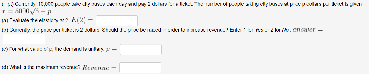 given by x = 0.25(225 p) Where x(measured in units of a