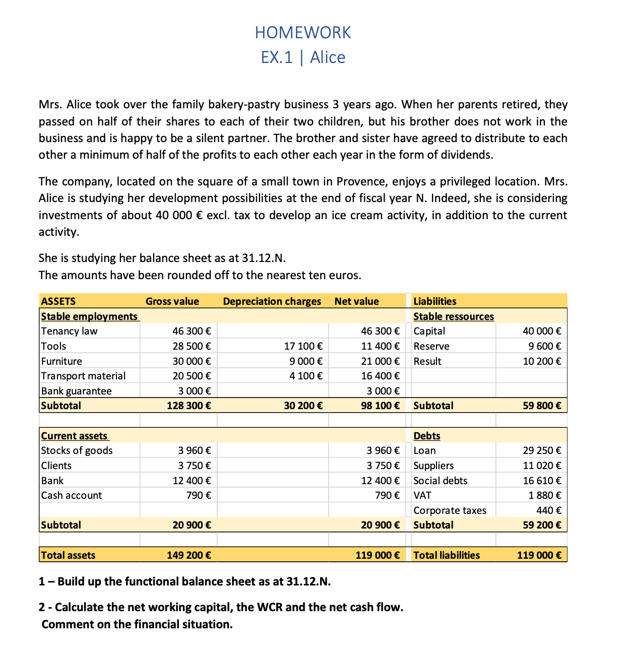 Can you help with this ?HOMEWORK EX.1| Alice Mrs. Alice took