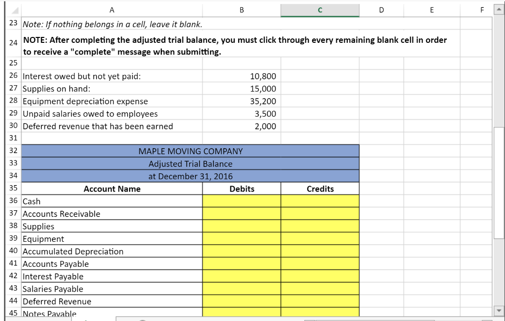 Moving Company had the following balances before year-end adjustments: 2 m 3