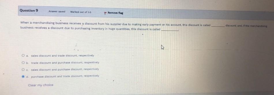  Question 9 Answer saved Marked out of 20 Remove flag When
