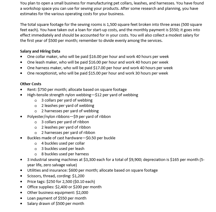 Use the given operational costs in the Milestone One Operational Costs Data