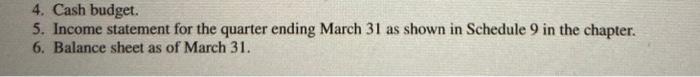 its master budget on a quarterly basis. The following data have been