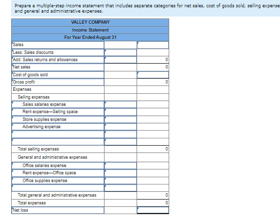 It categorlzes the following accounts as selling expenses: sales salarles expense, rent