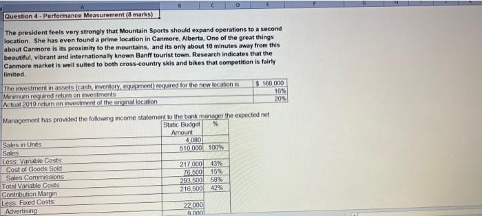  Question 4 - Performance Measurement (8 marks) The president feels very
