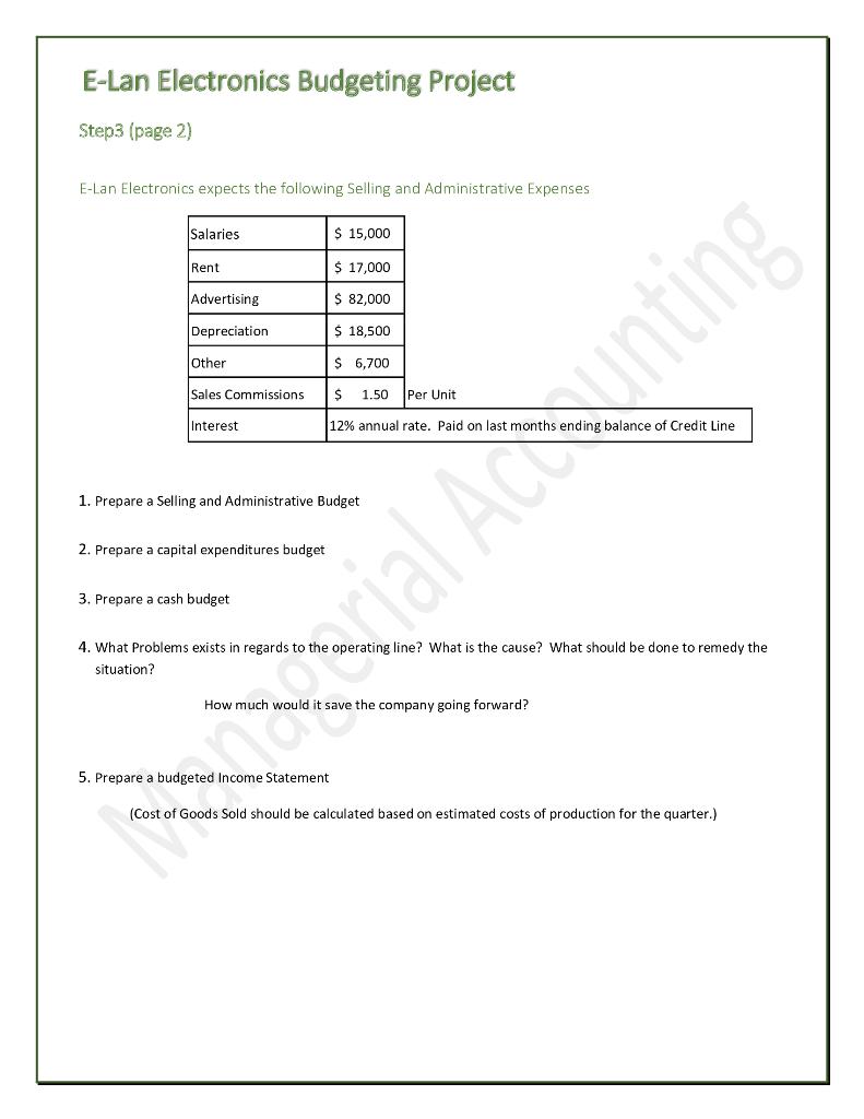 and divisional managers have prepared the appropriate information (found below) for you