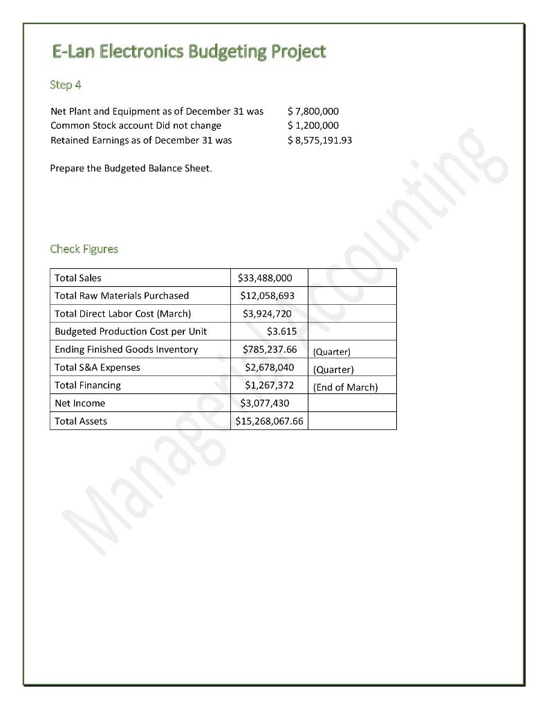 to prepare the budget. In addition to the compiled information, you will