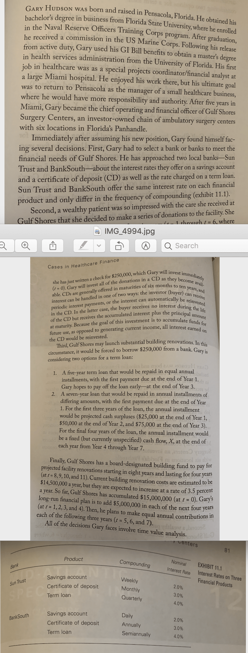 The golf Shore Time Value Analysis: Instructions: From the Casebook , use