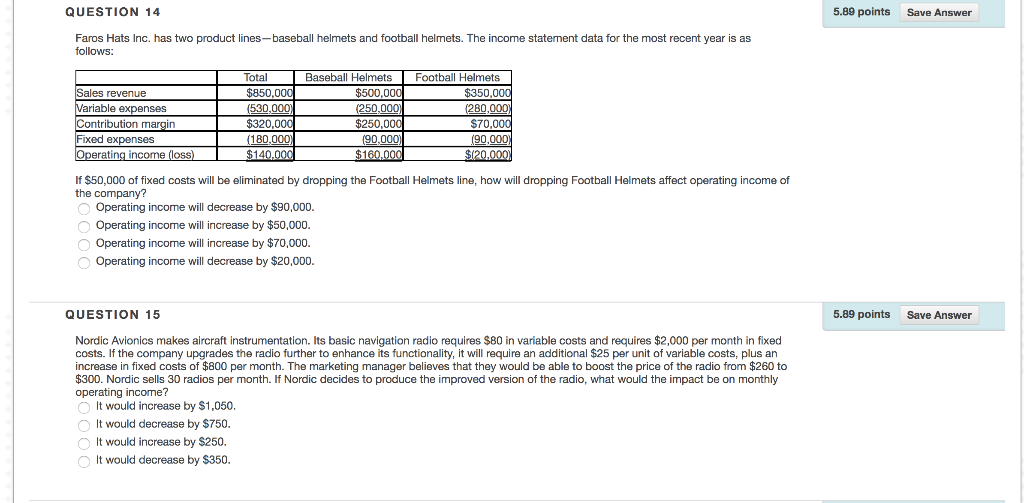earned if processed further QUESTION 2 5.89 points Save Answer Smith Industries