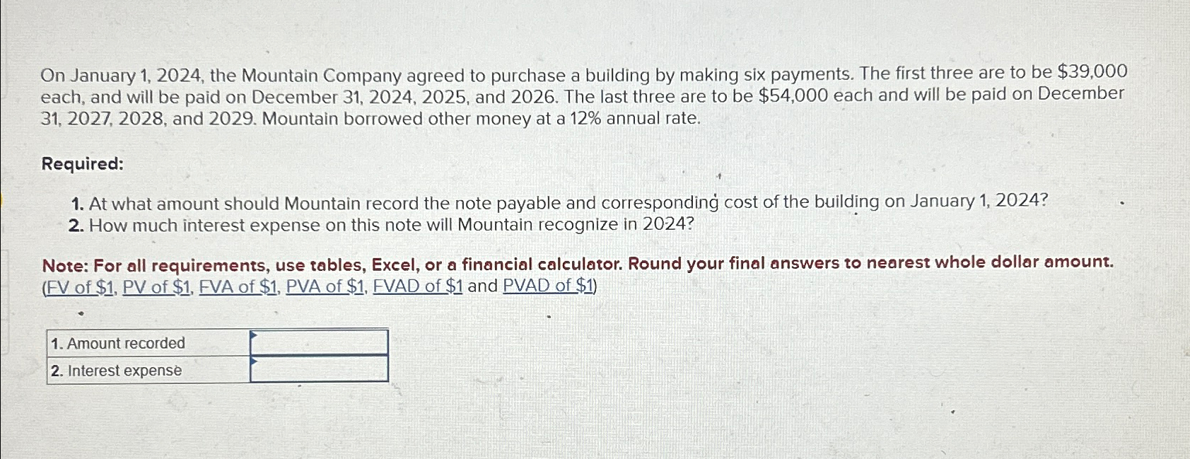  On January 1,2024, the Mountain Company agreed to purchase a building