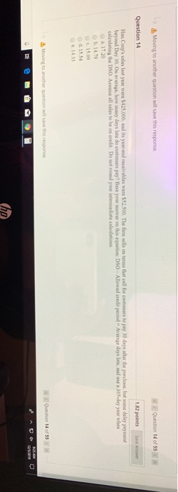 55 Question 3 1.82 points Save Answer Last year Harrington Inc. ad