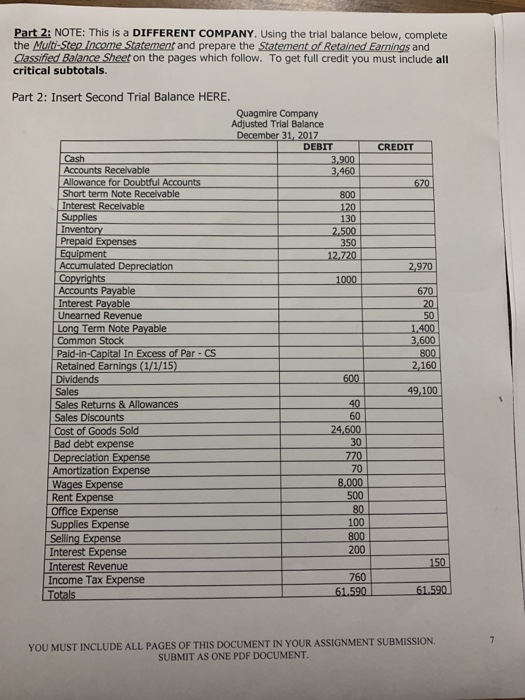  Part 2: NOTE: This is a DIFFERENT COMPANY. Using the trial