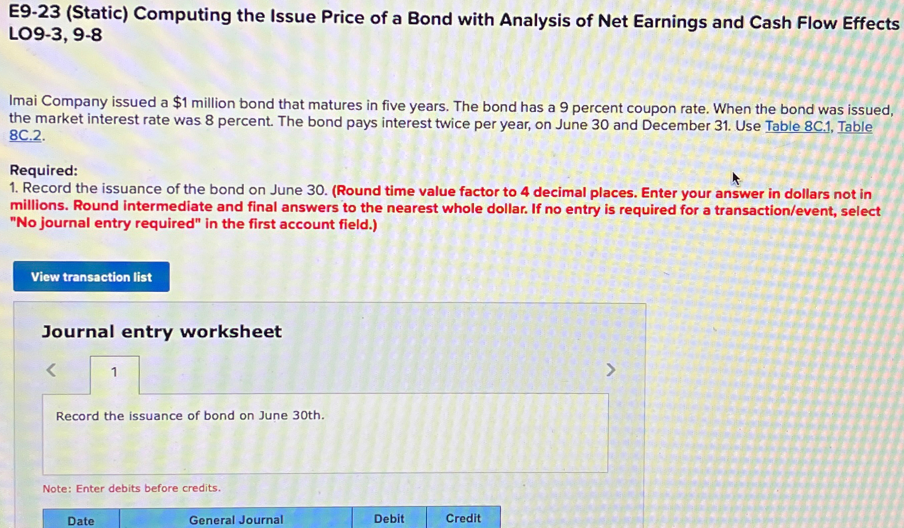  E9-23(Static) Computing the Issue Price of a Bond with Analysis of