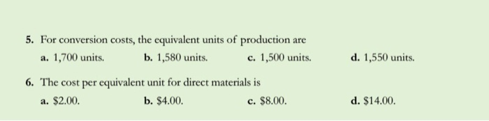 The Packaging Department started the month with 200 units in process, started