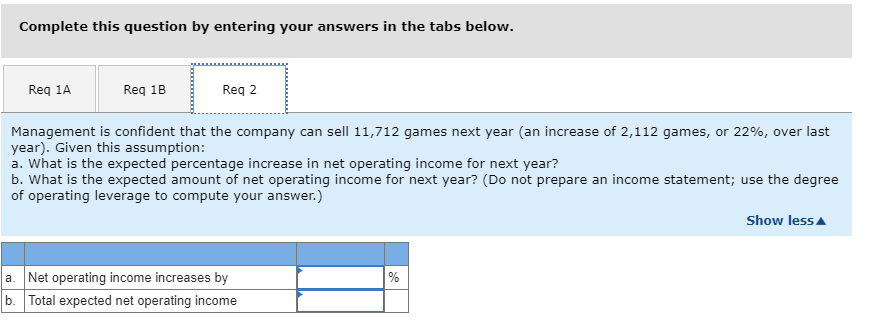 game total $96,000 per year, and variable expenses are $48 per game.