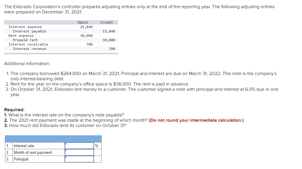  The Eldorado Corporation's controller prepares adjusting entries only at the end