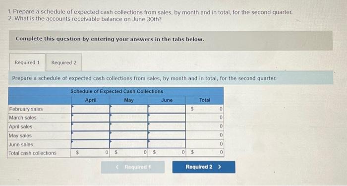 Schedule of Expected Cash Collections [LO8-2] Silver Company makes a product that