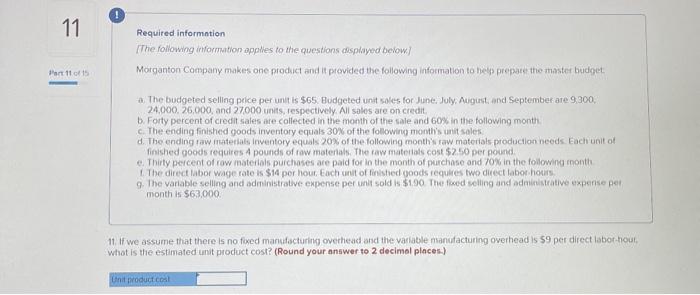 unit of finished goods requires 4 pounds of raw materlals. The raw