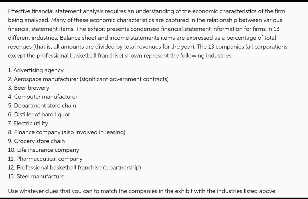Effective financial statement analysis requires an understanding of the economic characteristics of