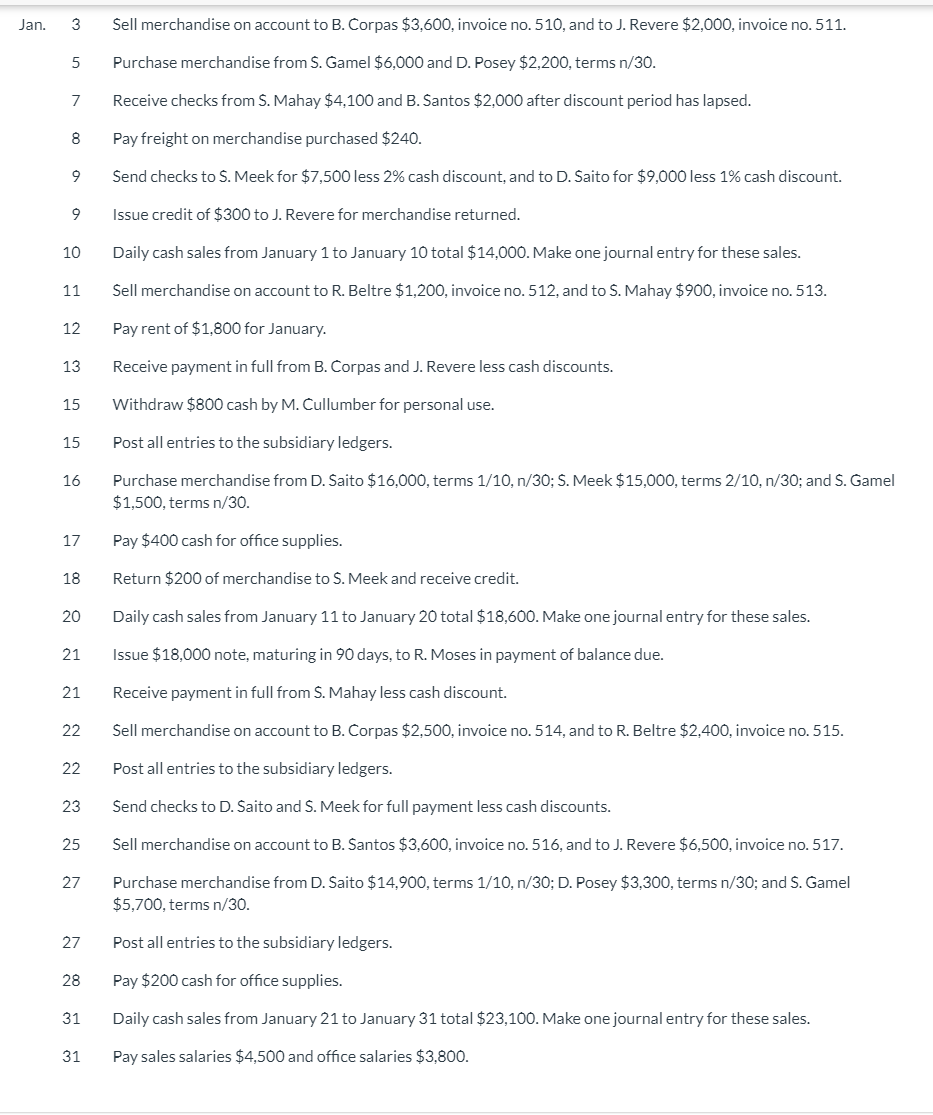 receivable and an accounts payable subsidiary ledger. Balances related to both the