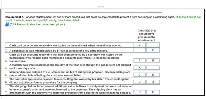 please help. thank you Requirement b. For each misstatement, list one or