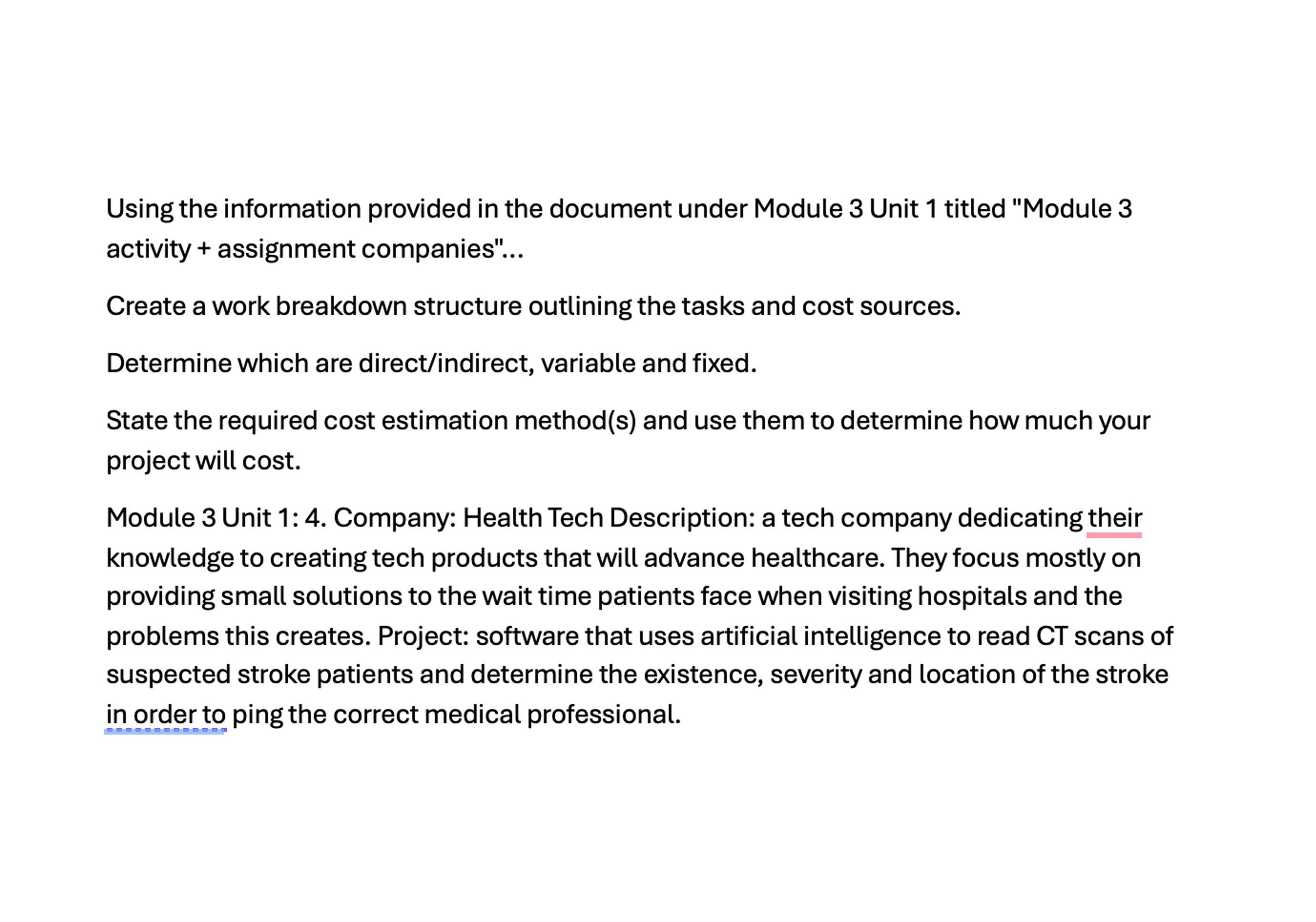  Using the information provided in the document under Module 3 Unit