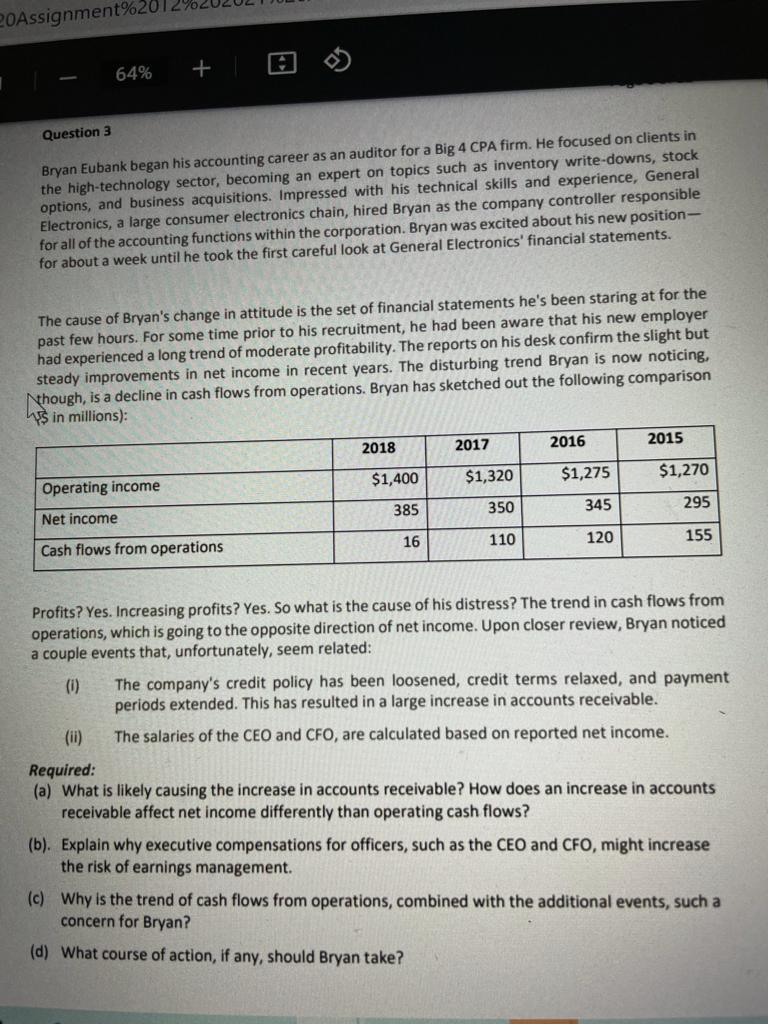 20Assignment%20 64% + Question 3 Bryan Eubank began his accounting career