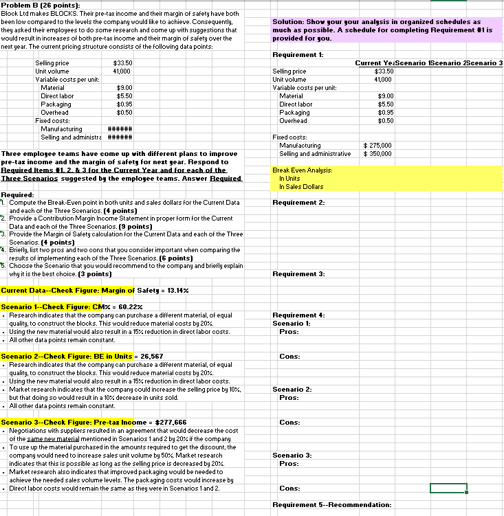 Please help using excel. Also, use the check figures provided to compare