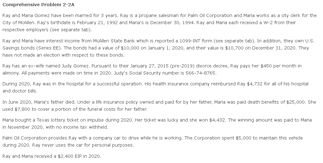 Comprehensive Problem 2-2A Ray and Maria Gomez have been married for