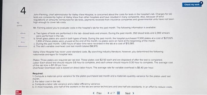  Required: 1. Compute a materials price variance for the plates purchased